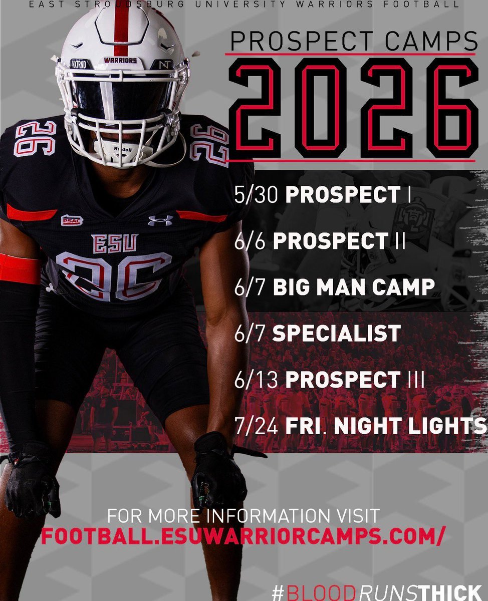 WychickJohn1's tweet photo. I am excited to compete at the East Stroudsburg Prospect lll Camp today! @michairasheed @SValleyFootball https://t.co/YjZiS0fj0R