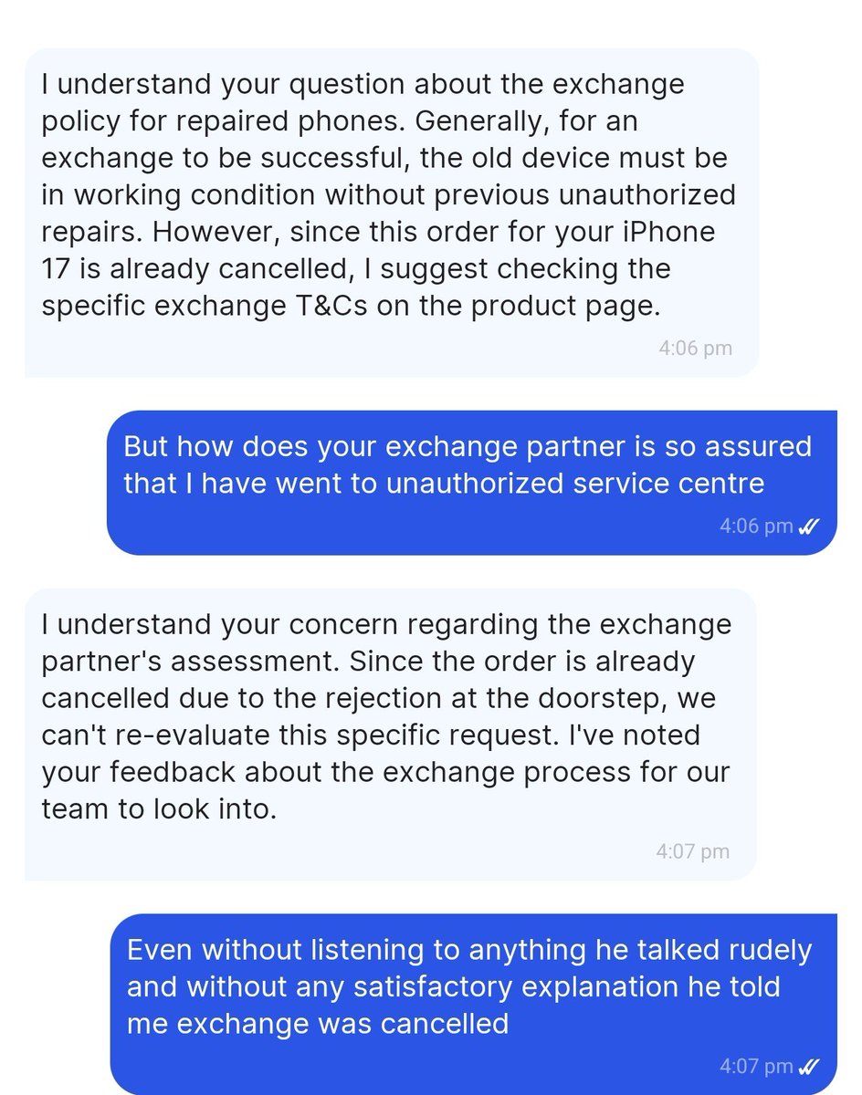 kumar_nirmoy's tweet photo. @Flipkart @flipkartsupport Why was my phone exchange cancelled despite being repaired at an authorised service centre?  
Such repairs are clearly acceptable, yet the exchange was rejected after I explained this. Please also ensure your staff remain polite. https://t.co/mBtS7GDKTV