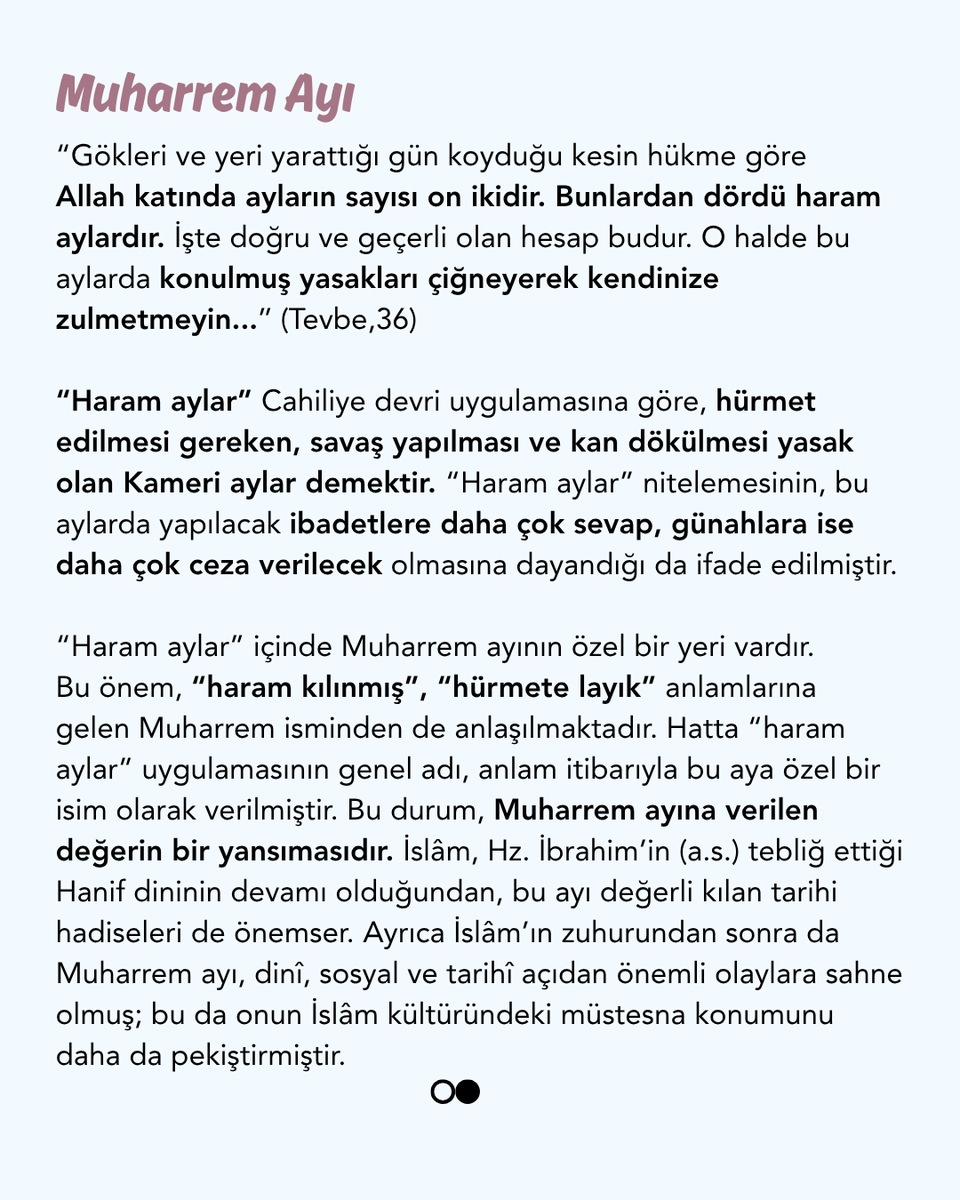 dkv_org's tweet photo. Muharrem yaklaşıyor… 

Kur’ân-ı Kerîm’de Allah Teâlâ, haram aylarda kişinin kendisine zulmetmemesi gerektiğini hatırlatır. Bu mübarek zamanlar; günahlardan uzaklaşmak, ibadetleri artırmak, muhasebe yapmak ve Rabbimize yönelmek için önemli fırsatlardır. https://t.co/AACk0HK5Go