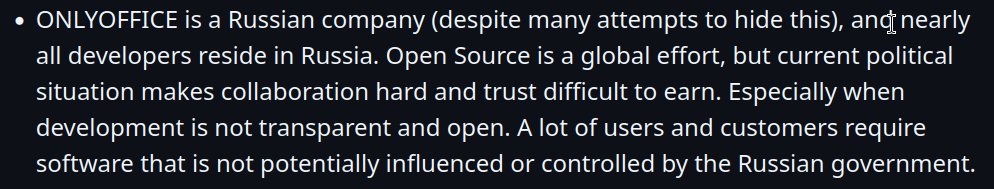 BrodieOnLinux's tweet photo. This is being framed as if it's a surprise reveal, when the reality is that is literally the stated reason that Euro-Office exists in the first place, directly stated in the readme on Github https://t.co/cdjE1WYRuW https://t.co/G2OSVxlcmc