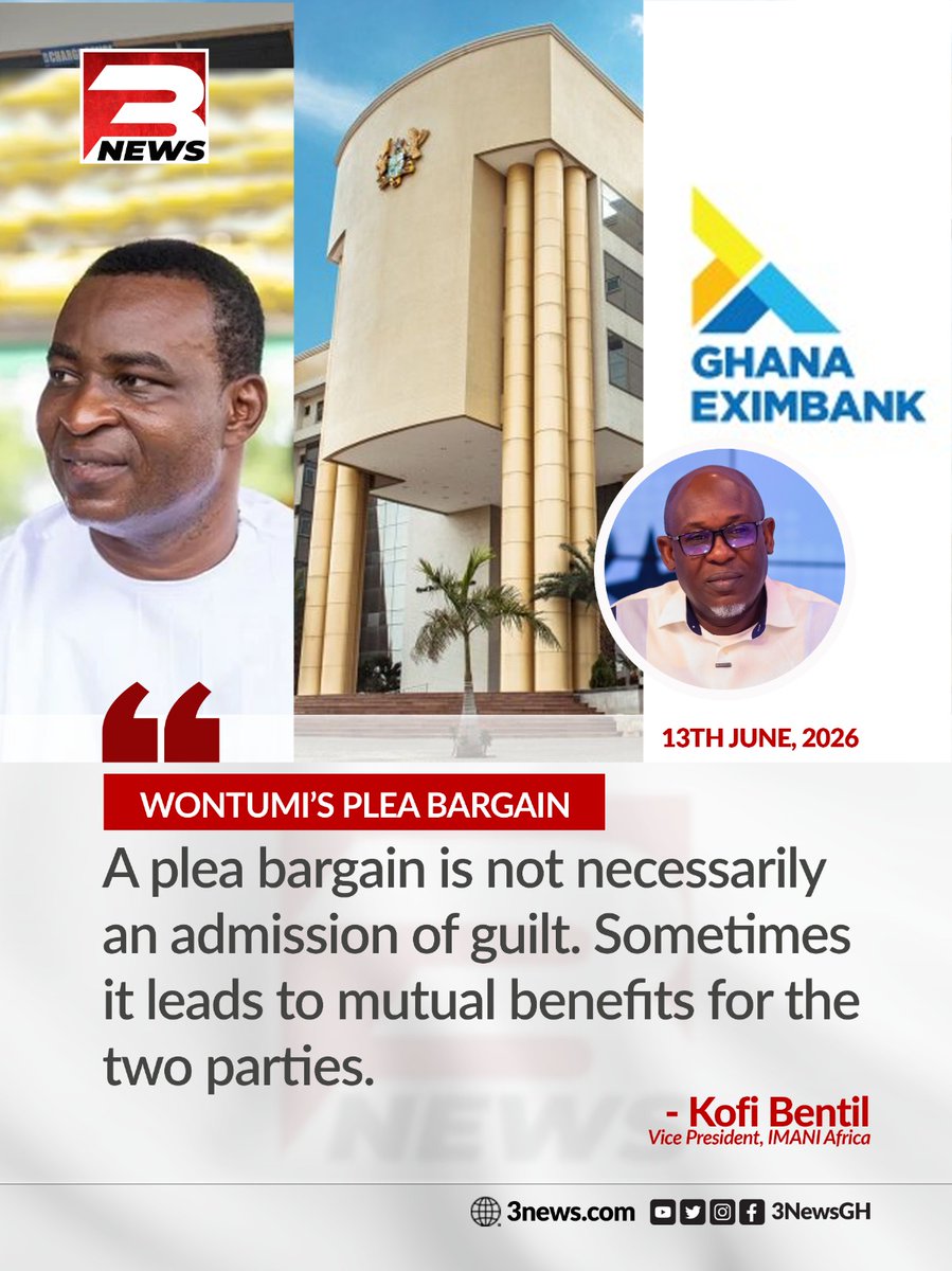 tv3_ghana's tweet photo. IMANI Africa Vice President Kofi Bentil says a plea bargain is not necessarily an admission of guilt and can sometimes offer mutual benefits for both parties.

#TheKeyPoints #TV3GH https://t.co/nPjw3eAM7v
