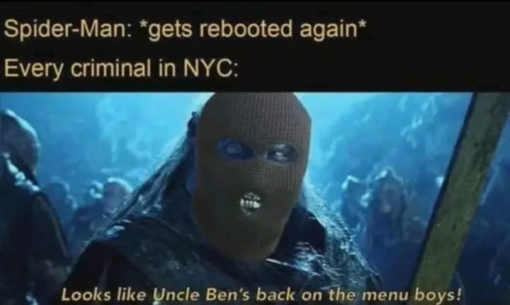 modeus778's tweet photo. No one stay's dead in the comic except uncle Ben 😅 https://t.co/FFZKUb8sKI