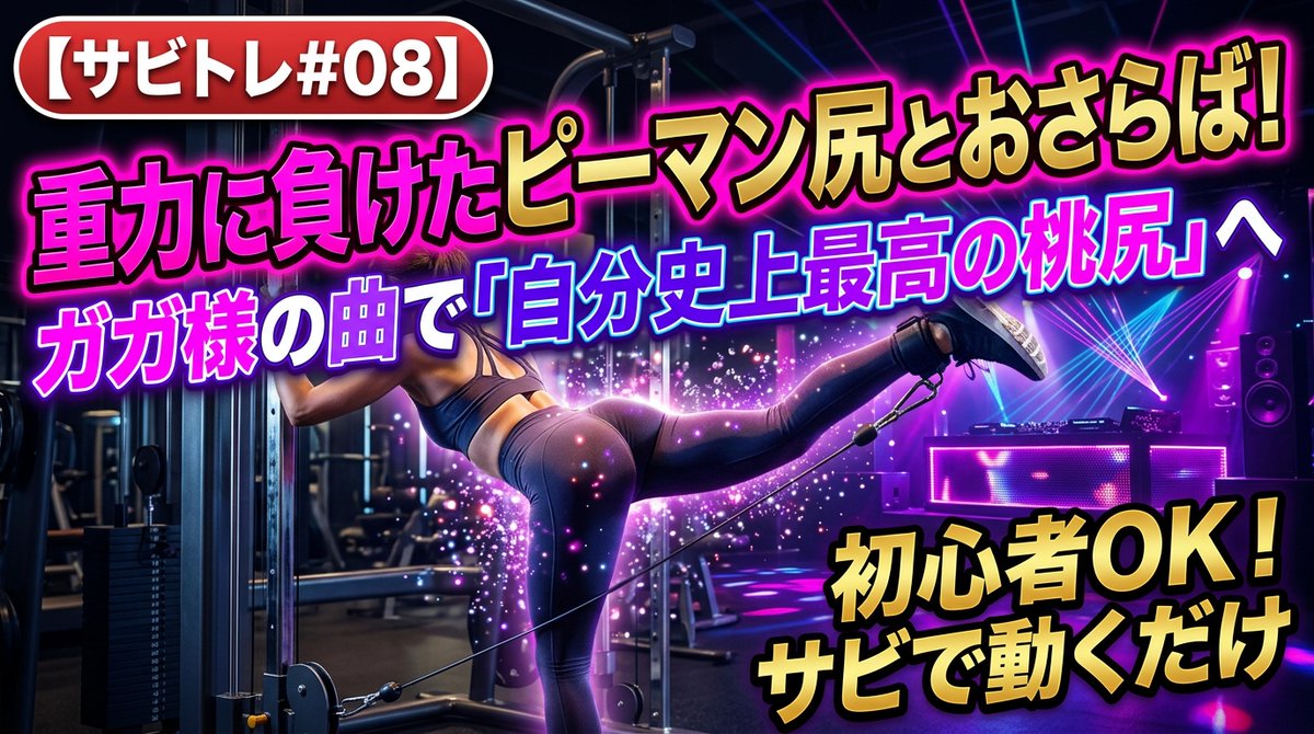 SetagayaPhysico's tweet photo. 「ヒップアップのために脚トレをしているのに、前ももばかり太くなる…」 そんな罠にハマっていませんか？

自己流のトレーニングでは、肝心なお尻（大臀筋）に効かず、脚ばかりが太くなるリスクがあります。最短で垂れた「ピーマン尻」を撃退するなら、お尻から絶対に負荷を逃がさない『ケーブルキックバック』が最適です。

世田谷フィジコは精神論ではなく「設計」で体を変えます。 今回はレディー・ガガの楽曲に合わせて、初心者でも確実にお尻が悲鳴を上げるプロの極意を公開。

音楽×筋トレの最強メソッド。重力に負けない無敵の「桃尻」を作りたい方はこちらから👇