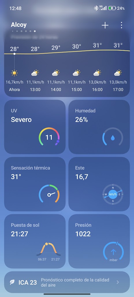 OpticaSerraiba's tweet photo. ☀
Mira ahora #eltiempo de #Alcoy en tu móvil 👀
El índice de #rayosUV es ya muy alto❗
No te dejes nunca las #gafasdesol, siempre puesta en exteriores.
😎
En #OpticaliaSerraiba tendrás las que mejor se adapten a tu rol de vida, estilo y fisonomía. https://t.co/2pNTauAeSV