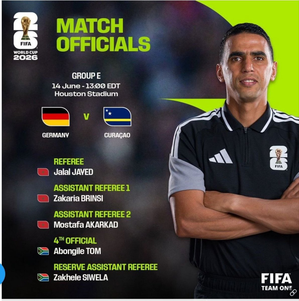 ith3sham's tweet photo. 🚨🚨🚨🌍 • الدولي المغربي/جلال جيد حكماً لمواجهة ألمانيا × كوراساو. 🇩🇪🇨🇼

• الدولي الأمريكي/إسماعيل الفتح حكماً لمواجهة هولندا × اليابان. 🇳🇱🇯🇵

• الدولي الفرنسي/فرانسوا ليتكسير حكماً لمواجهة كوت ديفوار × الإكوادور. 🇨🇮🇪🇨

• الدولي الأرجنتيني/يائيل فالكون بيريز حكماً لمواجهة السويد × تونس.🇸🇪🇹🇳