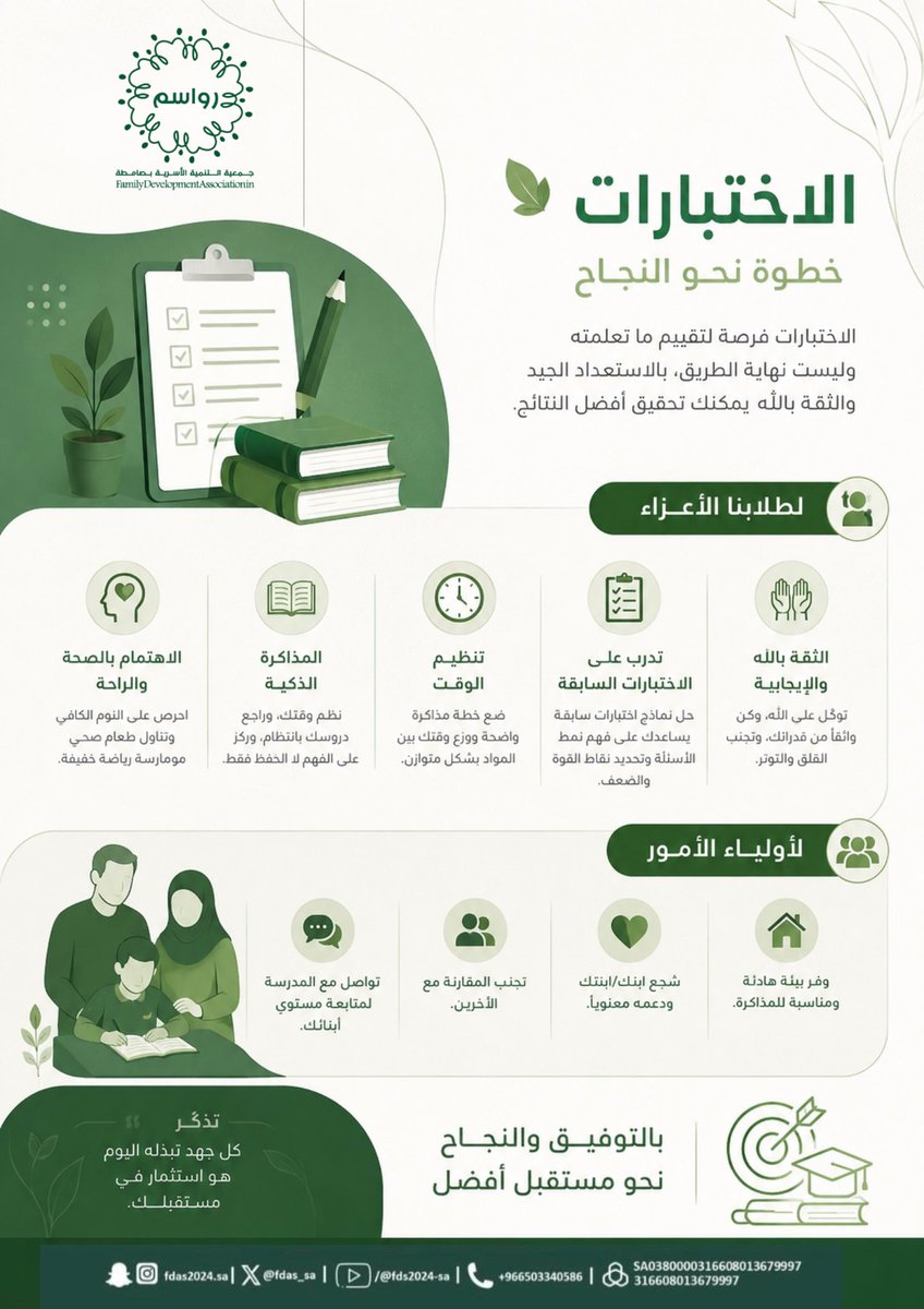 fdas_sa's tweet photo. #اختبارات 
الإختبارات مرحلة الحصاد وجني الثمار…
#الاختبارات ليست المحطة الأخيرة بل البداية لانطلاقة جديدة… https://t.co/FtZxefEpHy