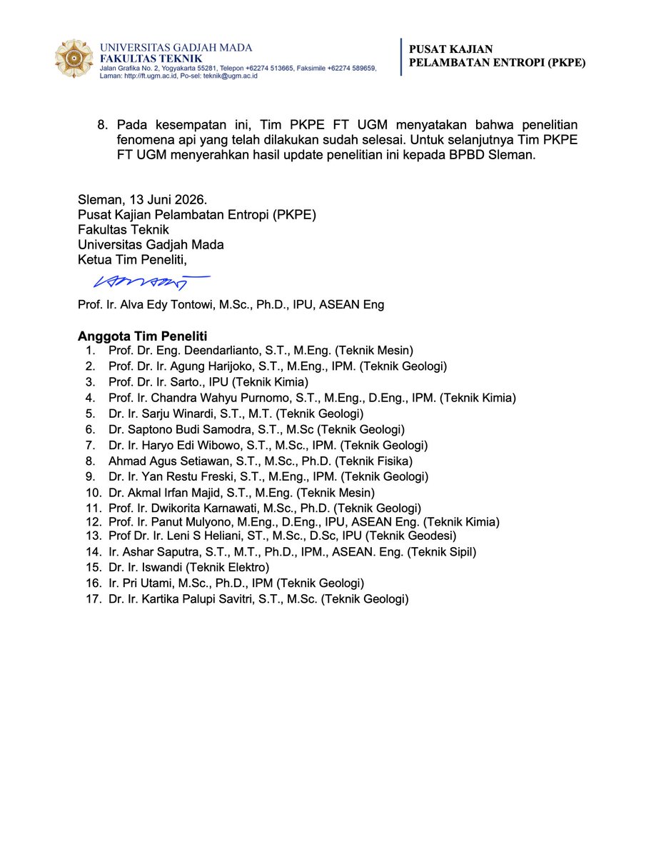 AAS_UGM's tweet photo. CASE CLOSED untuk Update Penelitian Rumah Api Seyegan 🔥 
Jadi sudah CONCLUDING REMARKS ya Gesss dari Tim Pusat Kajian Pelambatan Entropi (PKPE), Fakultas Teknik, Universitas Gadjah Mada
No MORE... 😉 https://t.co/GiU0xw1lVh
