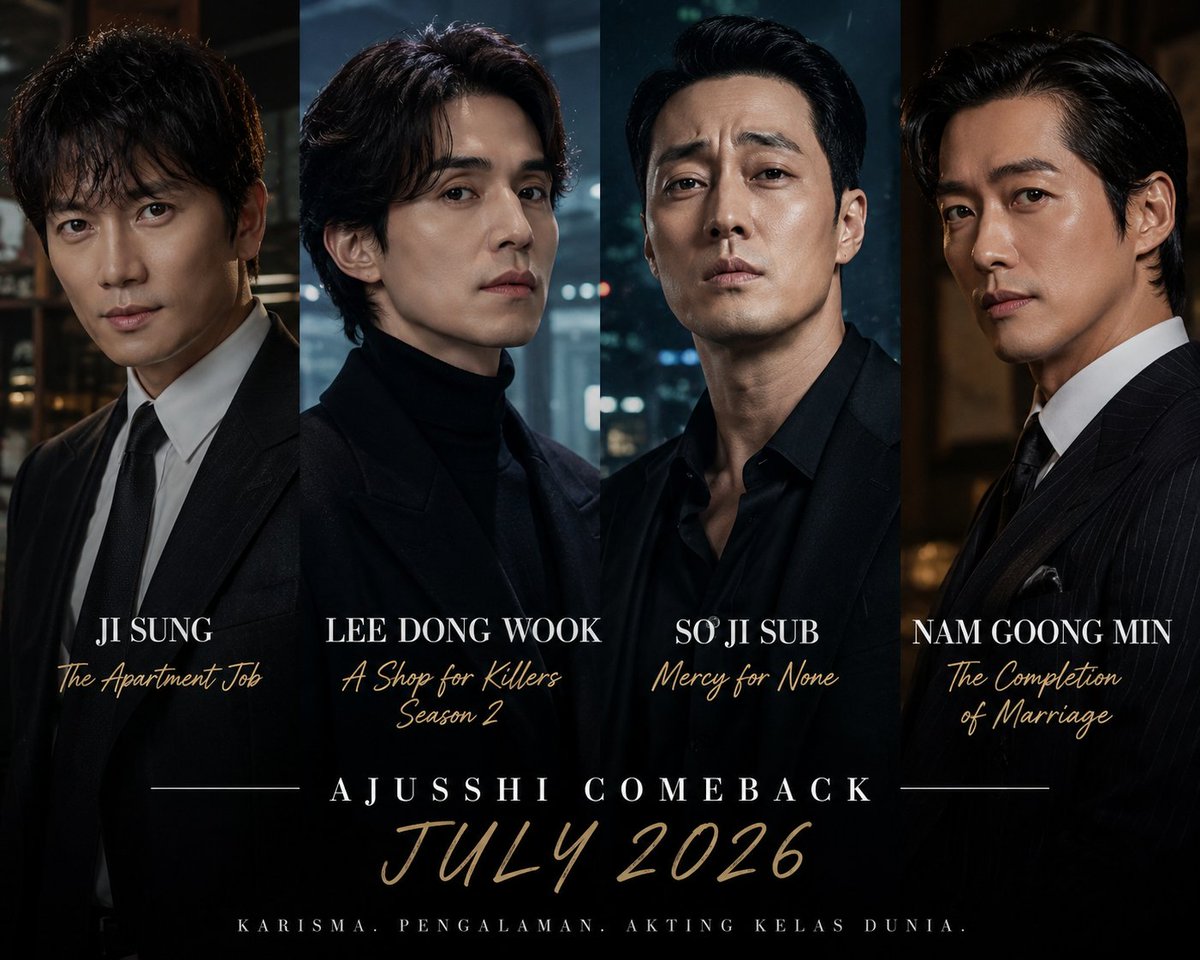 KorenesiaCom's tweet photo. Drama Ajusshi Terbaru yang Siap Menguasai Juli: #SoJiSub, #JiSung, #NamGoongMin, hingga #LeeDongWook Kembali dengan Proyek Baru

https://t.co/fYC9IuNmKu https://t.co/BVXHkREGzi