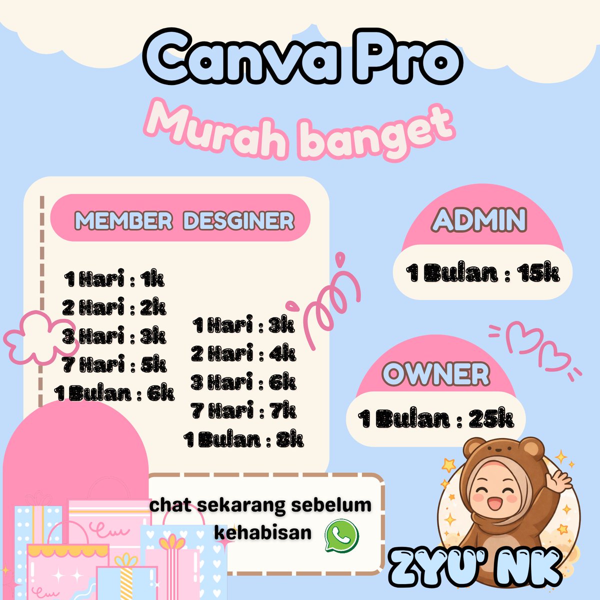 nk_apps00's tweet photo. @barblinkz ⋆. 𐙚 ˚𝙽𝚔'𝚙𝚛𝚎𝚖𝚒𝚞𝚖 𝚙𝚊𝚝𝚗𝚎𝚛 𝚣𝚢𝚞"
────୨ৎ────
𝐍𝐤 𝐚𝐩𝐥𝐢𝐤𝐚𝐬𝐢 𝐦𝐮𝐫𝐚𝐡 𝐚𝐧𝐝 𝐭𝐞𝐫𝐩𝐞𝐫𝐜𝐚𝐲𝐚 ⋆. 𐙚 ˚

݁ 𐑼⋆ Menerima garansi 
݁ 𐑼⋆Terima semua jenis pembayaran 
݁ 𐑼⋆Order: https://t.co/m3PiTcvveC https://t.co/390eyzk6z3
