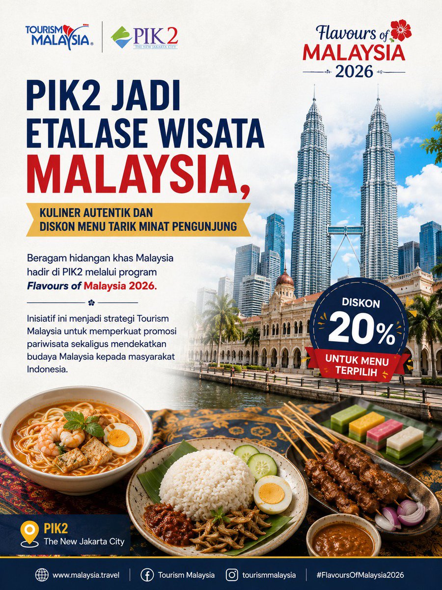 SitiRahmash's tweet photo. Pengunjung juga bisa nikmati promo diskon 20 persen untuk menu terpilih. PIK 2 semakin terbukti sebagai ruang publik yang mendukung promosi budaya dan pariwisata internasional, sekaligus tempat seru buat eksplorasi kuliner dunia. https://t.co/LOSx5y9agu