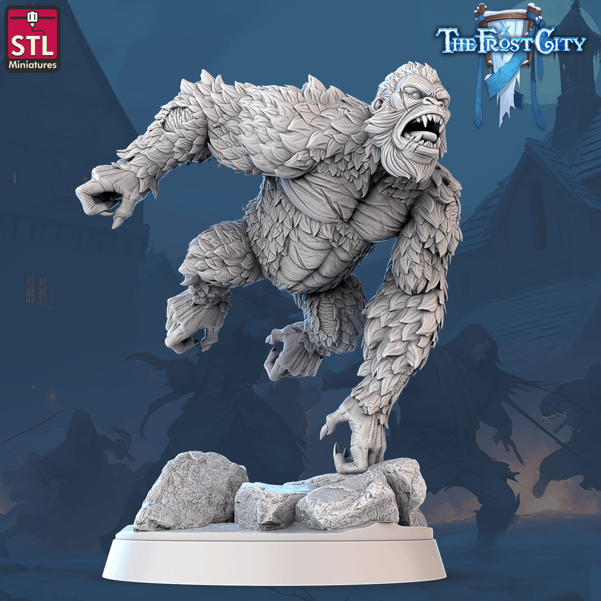3DPrintingBoss's tweet photo. Unleash The Frost City White Gorillas in your campaign — hulking 28–32mm STLs built for battle. Print, paint, and let icy rage roam the tundra. Perfect for D&amp;D and tabletop skirmishes. #DndMiniatures #TabletopGaming https://t.co/PcMnMDvCUA #Wargaming https://t.co/QSCDe08Whh