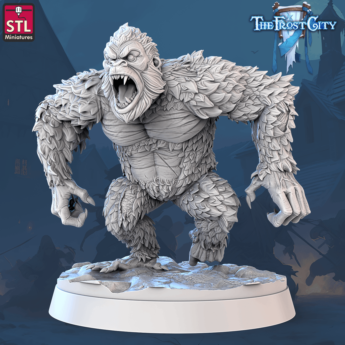 3DPrintingBoss's tweet photo. Unleash The Frost City White Gorillas in your campaign — hulking 28–32mm STLs built for battle. Print, paint, and let icy rage roam the tundra. Perfect for D&amp;D and tabletop skirmishes. #DndMiniatures #TabletopGaming https://t.co/PcMnMDvCUA #Wargaming https://t.co/QSCDe08Whh