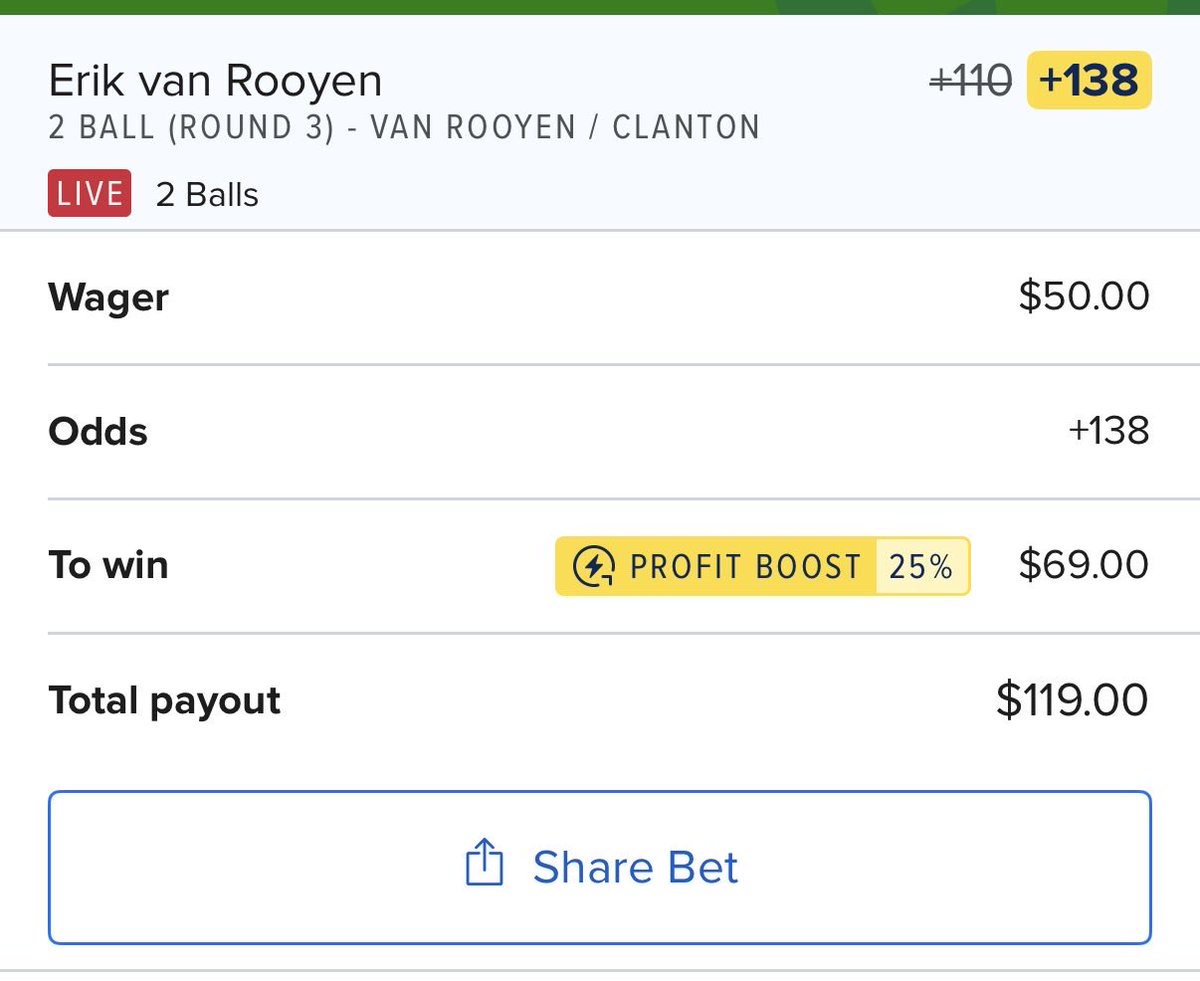 SPGGambling's tweet photo. RBC Canadian Open 🇨🇦 ⛳️ 

Erik van Rooyen vs Luke Clanton

2 Ball Action

🆓 ✅ $2.89

And

🆓 ✅ $2.89 https://t.co/Ig66YXlFQJ