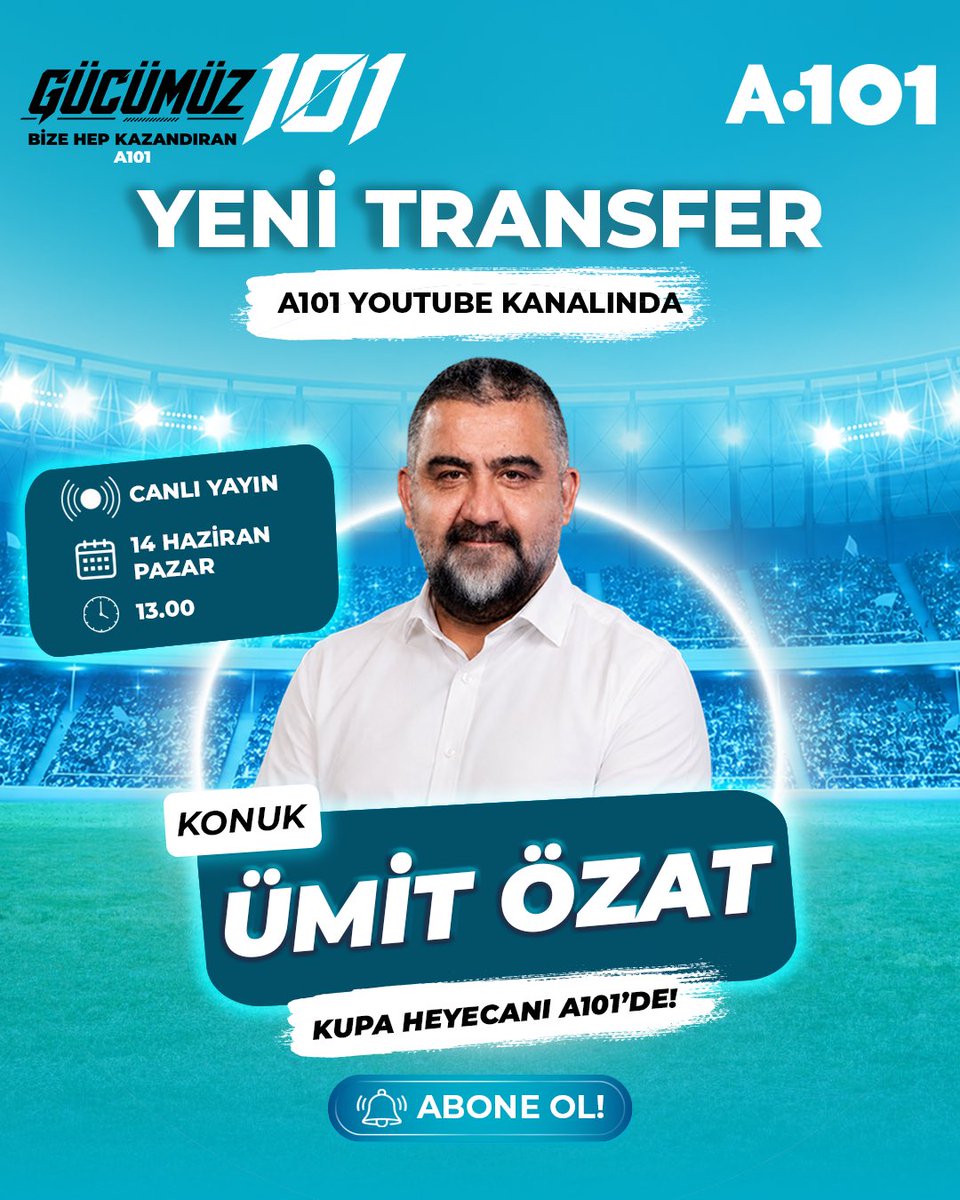 A101iletisim's tweet photo. Dünya Kupası’nın nabzı A101 YouTube Kanalı’nda atıyor! ⚽️

Ümit Özat, Necati Ateş, İbrahim Yattara ve Gökmen Özcan, Dünya Kupası’nın en sıcak gelişmelerini, maçları ve gündemi A101 YouTube Kanalı’nda değerlendiriyor.🩵

Futbolun içinden yorumlar, unutulmaz hikâyeler ve Dünya Kupası heyecanı şimdi A101 YouTube Kanalı’nda!

#A101 #Gücümüz101 #BizeHepKazandıranA101 #DünyaKupası #YouTubeCanlıYayın