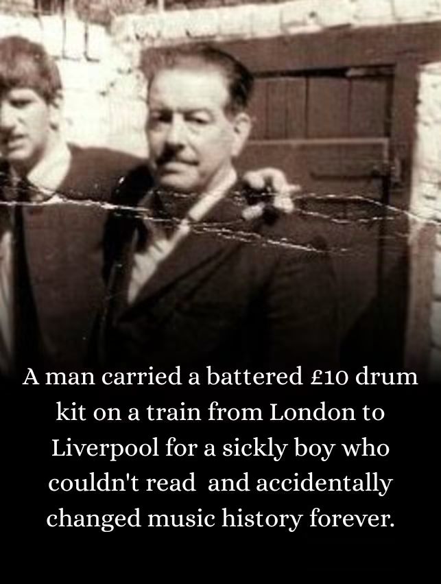 CrazyVibes_1's tweet photo. People talk about John Lennon's absent father. Paul McCartney's lost mother. The wounds that shaped The Beatles are well documented.
But there is a quieter story — a story about a boy everyone had given up on, and the stepfather who refused to.
Richard Starkey grew up in the Dingle, one of Liverpool's roughest neighborhoods, in grinding poverty. His father left when he was three. By the time he was six he had nearly died from appendicitis and peritonitis. By eight he could barely read. At thirteen he was taken out of a sanatorium after two years of treatment for tuberculosis, having missed so much school that returning was pointless. He entered the workforce semi-literate, drifting between jobs he couldn't keep.
It was around this time that his mother Elsie married a painter and decorator from Essex named Harry Graves.
In a culture where stepfathers could be resentful or indifferent, Harry was something else entirely. He didn't push the fragile boy toward manual labor or shame him for the schooling he'd missed. He paid attention. He noticed that when Richard sat near a rhythm — any rhythm — something lit up in him. He had been banging on tins in the sanatorium. He was tapping on everything at home.
In December 1957, Harry Graves traveled to London, found a battered second-hand drum kit for £10, and carried it back to Liverpool by train — just to see the boy smile at Christmas.
It was a primitive thing. A snare drum, a bass drum, a cymbal made from an old bin lid. But it was enough.
Richard Starkey — who would soon rename himself Ringo Starr — began playing. First in skiffle groups. Then in rock and roll bands. Then, in August 1962, he sat down behind the drums for The Beatles and became one of the most distinctive rhythmic voices in the history of popular music.
Ringo called Harry his "step-ladder." Not stepfather. Step-ladder. Because Harry lifted him up.
Harry Graves died in August 1994. Ringo and Barbara Bach attended the funeral at Huyton Cemetery. By then, the battered £10 drum kit had long since been replaced by a lifetime of music — but the man who carried it on a train remained, to the end, one of the most important people in Ringo's life.
John Lennon wrote "Help" about feeling lost. Ringo Starr never needed to write that song.
He had Harry.