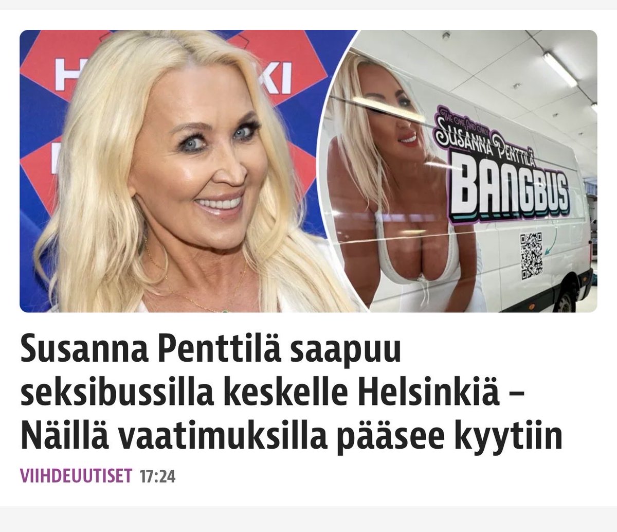 Truthfulflower's tweet photo. Suomi rappiotila syvenee syvenemistään….🤦‍♀️

”Onlyfans-tilin lisäksi bussiin pääsevät Penttilän mukaan touhuamaan vain ne, joiden ikä alkaa kakkosella.
– Minähän teen milfiä [äiti, jota mielellään rakastelisi -sisältöä], joten se kertoo varmaan paljon. Futisjoukkueet ovat tervetulleita vierailemaan, voin sanoa näin, Penttilä kertoo.
– En pyydä rahaa, enkä maksa rahaa, hän painottaa.
Penttilän mukaan hänellä on bussiin halukkaille myös naamioita siltä varalta, ettei joku halua esiintyä kasvoillaan hänen Onlyfansissaan./IL”
