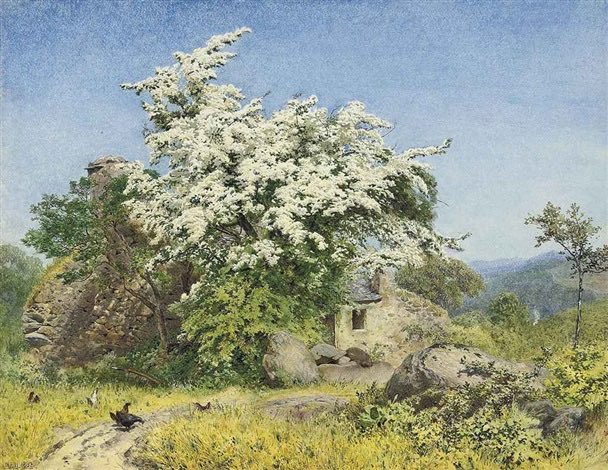 WilhelmGustloff's tweet photo. Springtime, a ruined cottage with a tree in blossom, 1852 William Eyre Walker 1847–1930 https://t.co/kZqjyYHL8Q