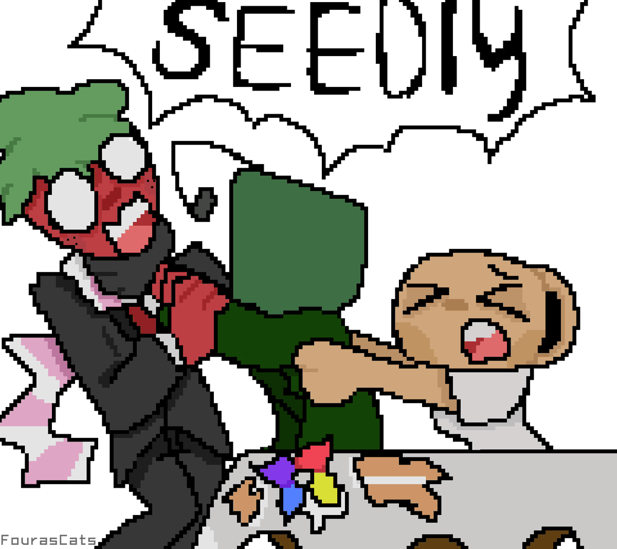 FourasCats's tweet photo. Requested by Anon on strawpage-->CAN YOU MAKE SHELLY AND VEE HAVING A WEDDING???? (Sprout ruined Vee and Shelly wedding!) #dandysworld #shellvision #shellevision #fruitcake https://t.co/2QzXO8ezgQ