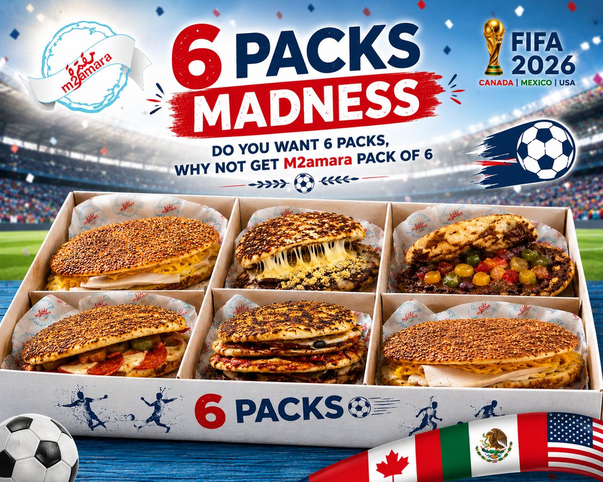 M2amara's tweet photo. Forget the six-pack at the gym
THIS is the only 6 pack that matters. 
😋⚽ M2amara's Pack of 6: every flavor, one box, zero arguments over who gets the best one. 
🏆 Tag who you're splitting it with 👇 
#M2amara #FIFA2026 #6PacksMadness https://t.co/3IUkba92Oa