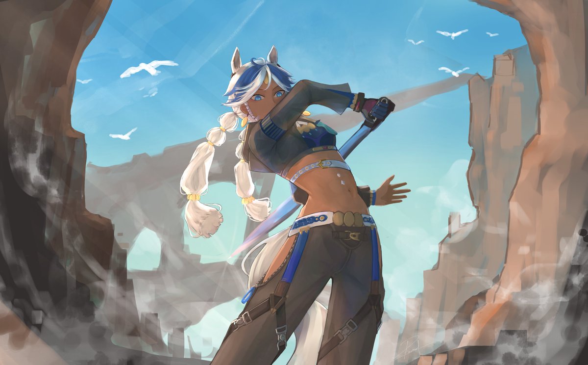 Paomol95211's tweet photo. Practice digital art --> Draw all female Character from Arknights Endfield    
     
[10] -->Arclight https://t.co/mKjqBR7D7h