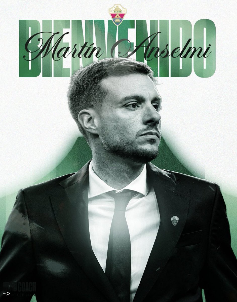 CLMerlo's tweet photo. 🚨[OFICIAL] Martín Anselmi es el nuevo entrenador del Elche. 
*️⃣El argentino firmó contrato por un año con opción a extender por otro. https://t.co/UPFcCfRbOf