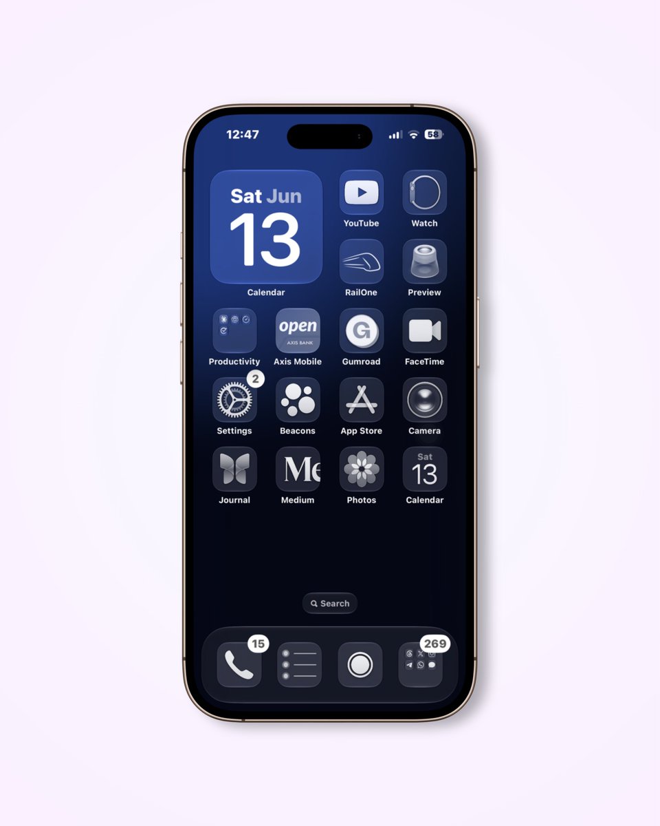 iwallhub's tweet photo. Sapphire Fade - minimal iPhone Wallpaper Setup 

Clean, calm, aesthetic https://t.co/hDNdt5cP43