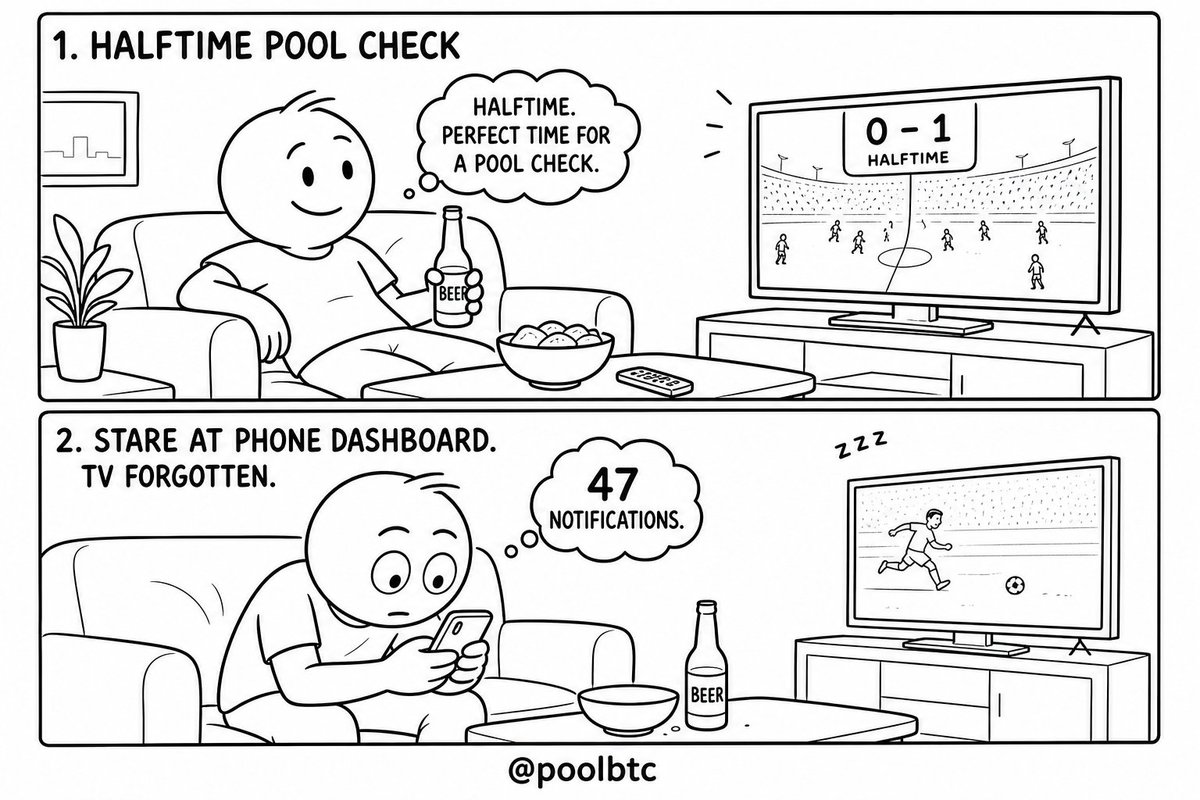 poolbtc's tweet photo. ๐ Matchday mood:
ยซI'll check the pool dashboard at halftime.ยป
Halftime: 0 goals, 47 notifications, reject rate still fine.
Touch grass. ASIC doesn't. ๐
#Bitcoin #BTCMining #MiningMemes #WorldCup2026 #Crypto2026 https://t.co/AacybzsYHk