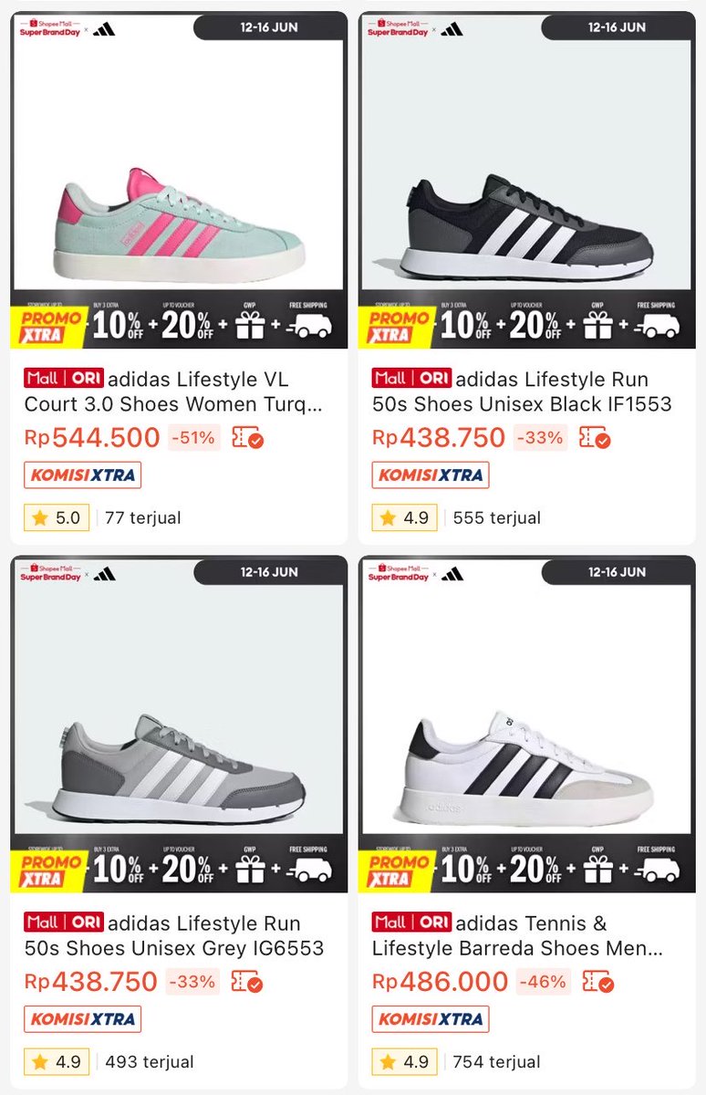 bbblissfull's tweet photo. banyak banget produk yg diskon, belom lagi ketambahan voucher 
🖇️ https://t.co/qgm0UypfNp

jujur ini worth it banget sih, cuma 400an udh dapet sepatu Adidas, soalnya aku udh punya 2 sepatu Adidas dan awet bgt woyyy😭😭 https://t.co/7JmGFsRVh5