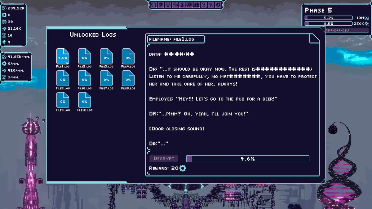2PawnsGames's tweet photo. @clemmygames Happy #screenshotsaturday everyone! Here are a few screenshots from our upcoming sci fi incremental game, "You must evolve it! Incremental.

https://t.co/YjRdSMHBaO https://t.co/1ZU2MLtRCL