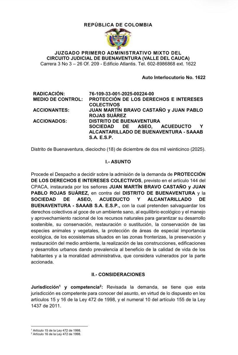 juanmartinbc's tweet photo. Desde el 8 de junio, Buenaventura está sin agua.

Petro prometió el acueducto y alcantarillado y no cumplió. 

Por esa razón interpuse una acción popular hace más de 6 meses contra el Alcantarillado de Buenaventura S.A. E.S.P. (SAAAB) y las entidades responsables, para exigir soluciones definitivas frente a la grave situación del acueducto y alcantarillado de la ciudad.

Buenaventura no necesita más anuncios. Es hora de cumplirle.