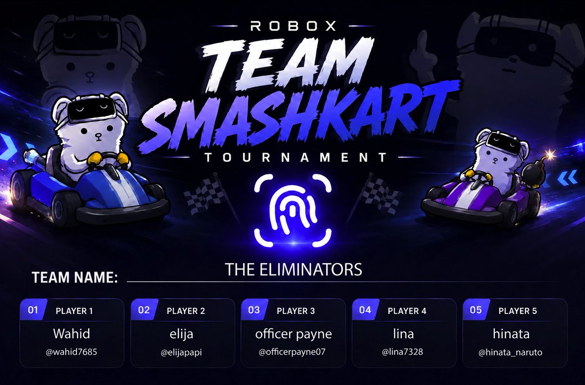 wahid7685's tweet photo. @RoboX_to Smash Karts Team Tournament team:
@wahid7685
@elijapapicrypto
@beingtauseef786
@Linazhou5542
@nft_hinata_eth
i don't guarantee winning but playing against us will be tough
#Robox #SmashkartTournament https://t.co/gqYxQc8iyz