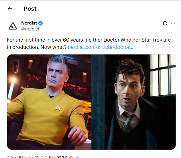 PedroSPAmaro's tweet photo. @womanwhofell A última temporada de SNW teve os mesmos problemas da era RTD2, mas o que fez star trek sair, até onde sabemos, foram as mudanças de liderança na paramount. Em qualidade das séries elas variam muito, a única recente que eu diria que é consistente é lower decks, as outras vareia. https://t.co/aaVWQoKXTH