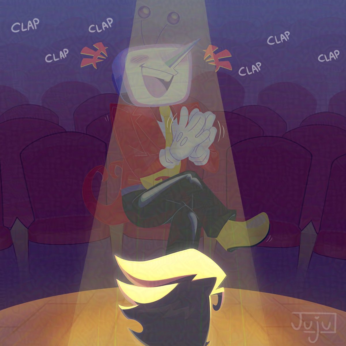 GaiaGrand's tweet photo. The audience (1/3) #Spamton #Deltarune #UTDR https://t.co/InonNpAWTx