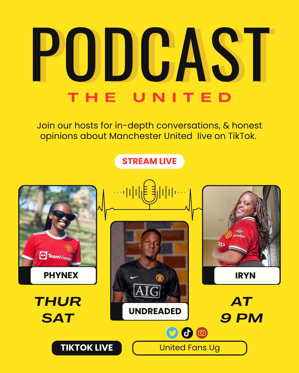 manutdUGA's tweet photo. Tonight on our TikTok channel: United Fans Ug.
Be there! #mufcug #theunitedpodcast https://t.co/SG3ciI9UcQ