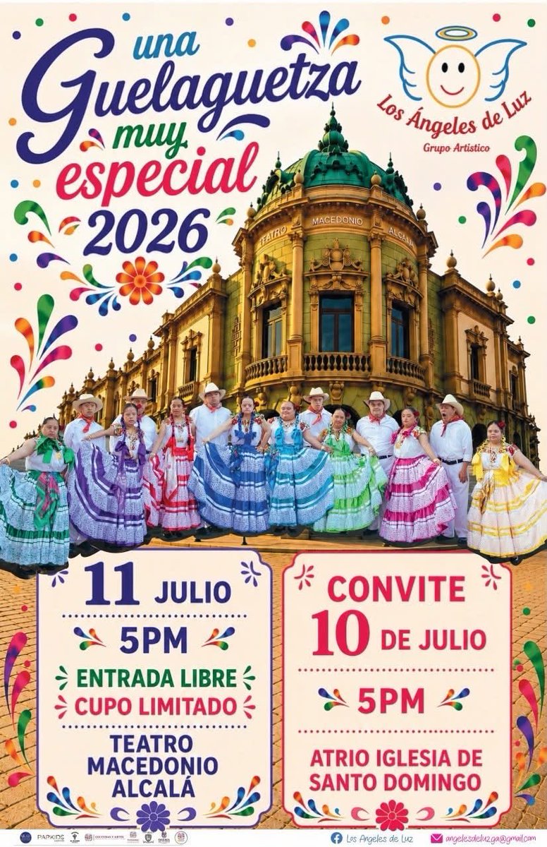 EdgarCLujan's tweet photo. En Oaxaca hay un evento que no nos debemos de perder.
El grupo artístico los ángeles de Luz, nos invitan a vivir una Guelaguetza muy especial. Esta vez será en un escenario inmejorable.
#Discapacidad #Arte #Guelaguetza #Oaxaca
@Revista_mujeres @ZonaRoja_Oaxaca @rioaxaca @DID_Oaxaca @raulfrancov @libertadoaxnews @Yolotloax @RocioAragonOax @angelespereda_ @AngelLMX