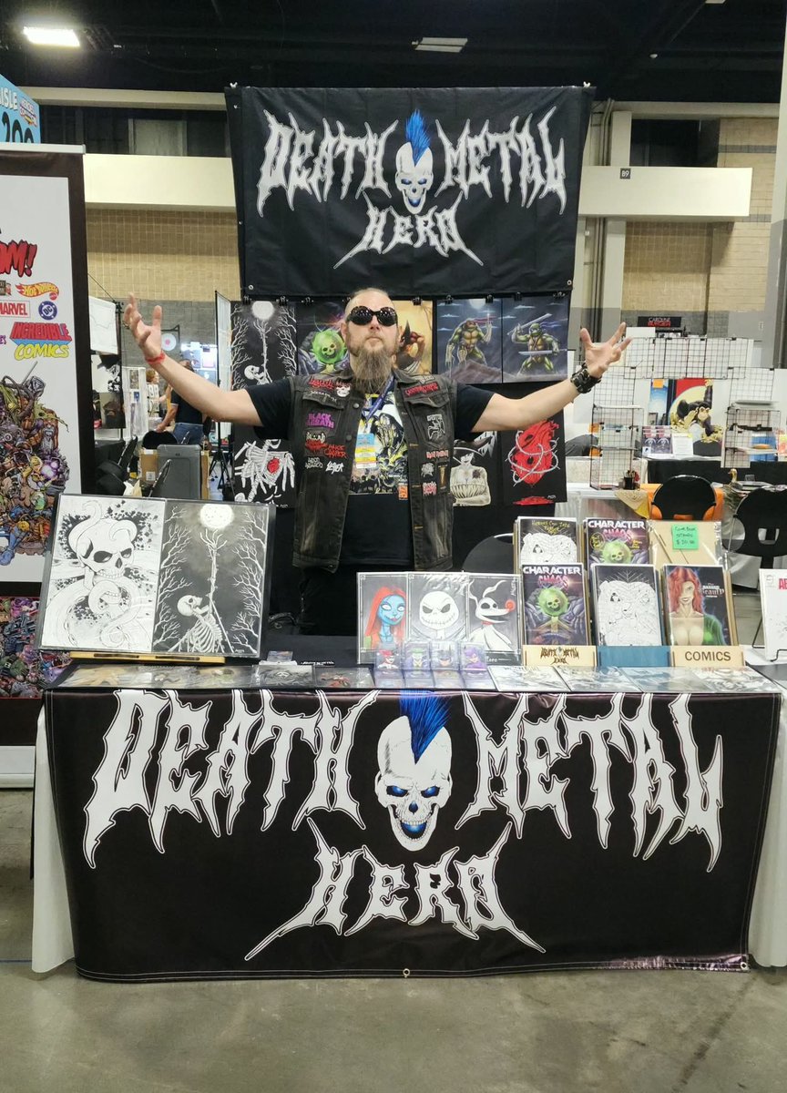 DeathMetalHero's tweet photo. #HeroesCon day 2, Lets goooo!
Swing by AA-372 and grab some comic stands (limited suppy!) Original Art, prints and books! 
Photo by my favorite trouble maker @Flying__Feline https://t.co/0OpBkZwyGT