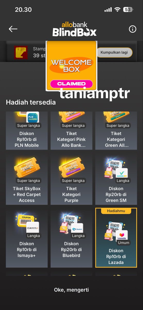 Taniamptr's tweet photo. @AlloBankID Haii minn, aku udah follow lama dan akun aku udh alloprime aku jg suka jajan make allobank karna banyak benefitnya💯. Ayo guys pake allobank&amp;kumpulin lg stamps nyaa seruu bgt jajan + dapet stamps siapa tau dapet tiket @keeyshe @keonhoteteh #PasBuatKamu #AlloBankBlindbox #AlloBank https://t.co/OACaNgJRLJ