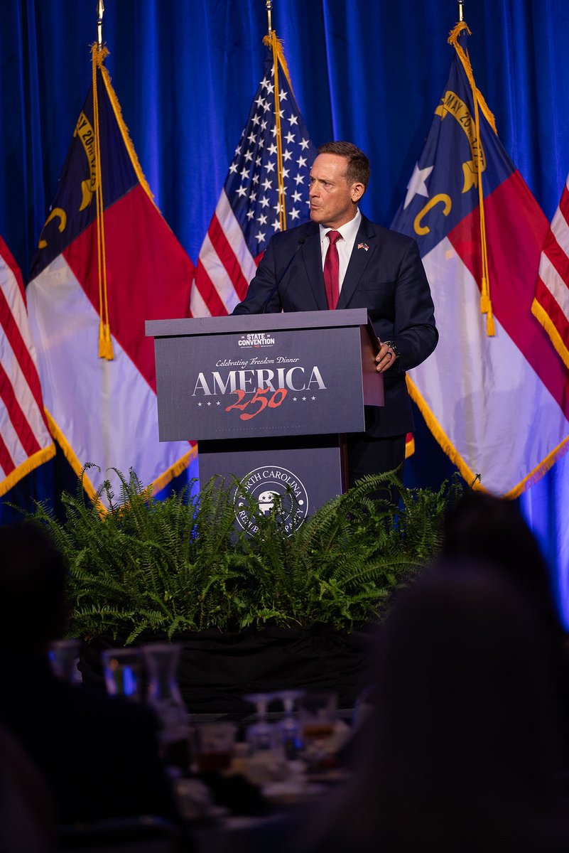 TedBuddNC's tweet photo. Thank you to the @NCGOP for having me in Greensboro to celebrate &amp; reflect on America’s 250 Birthday. 

God’s grace &amp; our fight to uphold our conservative values will allow our nation to endure for the next 250 years. https://t.co/AXXmW3eTpd