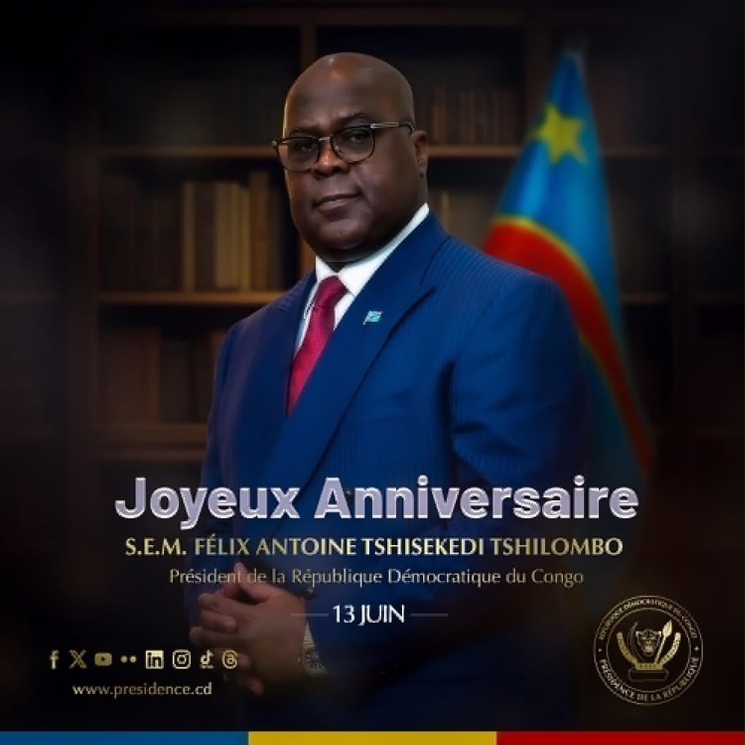 BSekimonyo's tweet photo. Joyeux anniversaire Monsieur le Président de la RDC @fatshi13

Que cette nouvelle année de votre vie soit celle des grandes avancées vers la paix, la victoire de nos @FARDC_officiel
Et de la consolidation de l'unité nationale 

GOD bless you 

@DeniseNyakeru
@Presidence_RDC https://t.co/bHyIp1t6o3