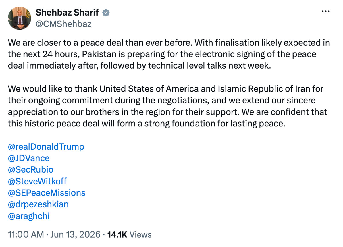 TrumpTruthOnX's tweet photo. New media post from Donald J. Trump

( TS: Jun 13 2026, 9:48 AM ET )​​​‍​​‌‍​​‌‍​​​​​​​‌‍​​​​​​​​‌‍​​​​​‌‍​​​​‌‍​​‌‍​​‌‍​​​‌‍​​​​​‌‍​‌‍​​​‌‍​​‌‍​​​​​​​‌‍​‌‍​​​​​​​​​​‌‍​​​​​​​​​‌‍ https://t.co/G2YB5bXwf7