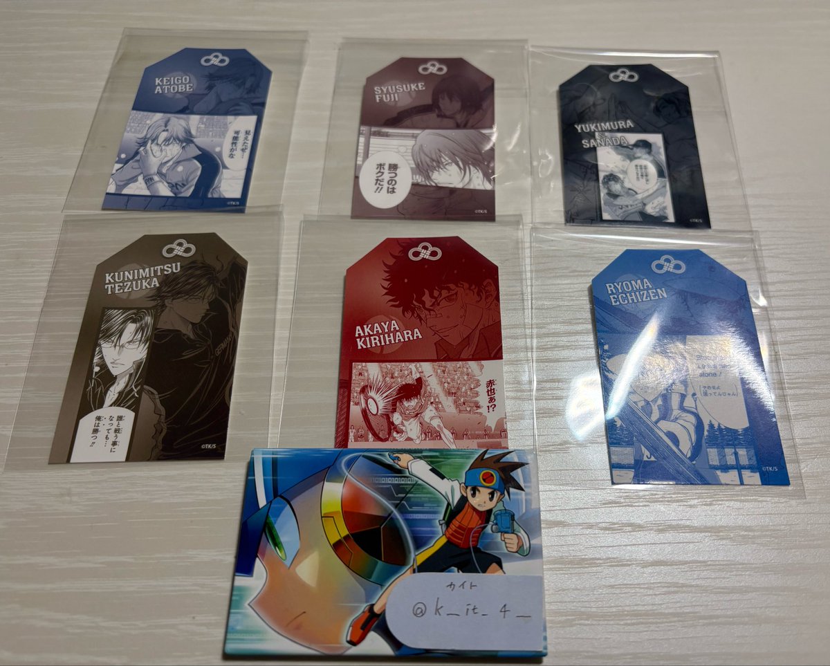 k__it_4__'s tweet photo. 【交換】新テニスの王子様 新テニ テニプリ お守り型ステッカー

出）跡部☆、不二☆、幸村&amp;真田☆、手塚☆、越���☆、切原

求）忍足侑士1 or 白石♾

☆は無印まとめて優先
郵送対応のみ https://t.co/eknbDcyPEt