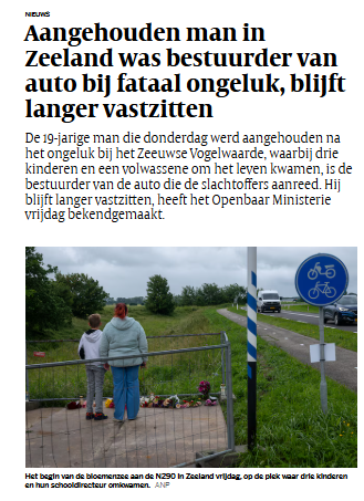 Mirjam152's tweet photo. Is er al meer bekend over de bestuurder van de BMW die in Zeeland op schoolkinderen en begeleiders in reed? Zo nee, dan zal het wel een allochtoon/migrant/asieleiser zijn. https://t.co/7u2ZbTMalI