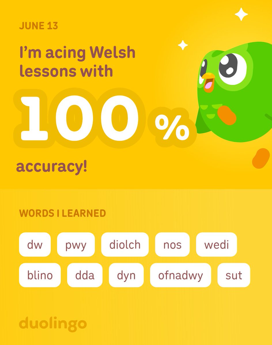 NickNickcopley's tweet photo. I’m learning Welsh on Duolingo! It’s free, fun, and effective. https://t.co/3WiqAV8Lk5