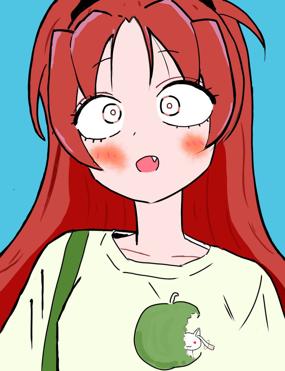 ere75tv's tweet photo. こういう線画が太くて、色の明度が高いイラスト好き。

こちら最近見てめちゃくちゃ好きなイラストの雰囲気を真似して描いた佐倉杏子です。
#イラスト ＃まどマギ＃佐倉杏子 https://t.co/UKSwp6W4rc