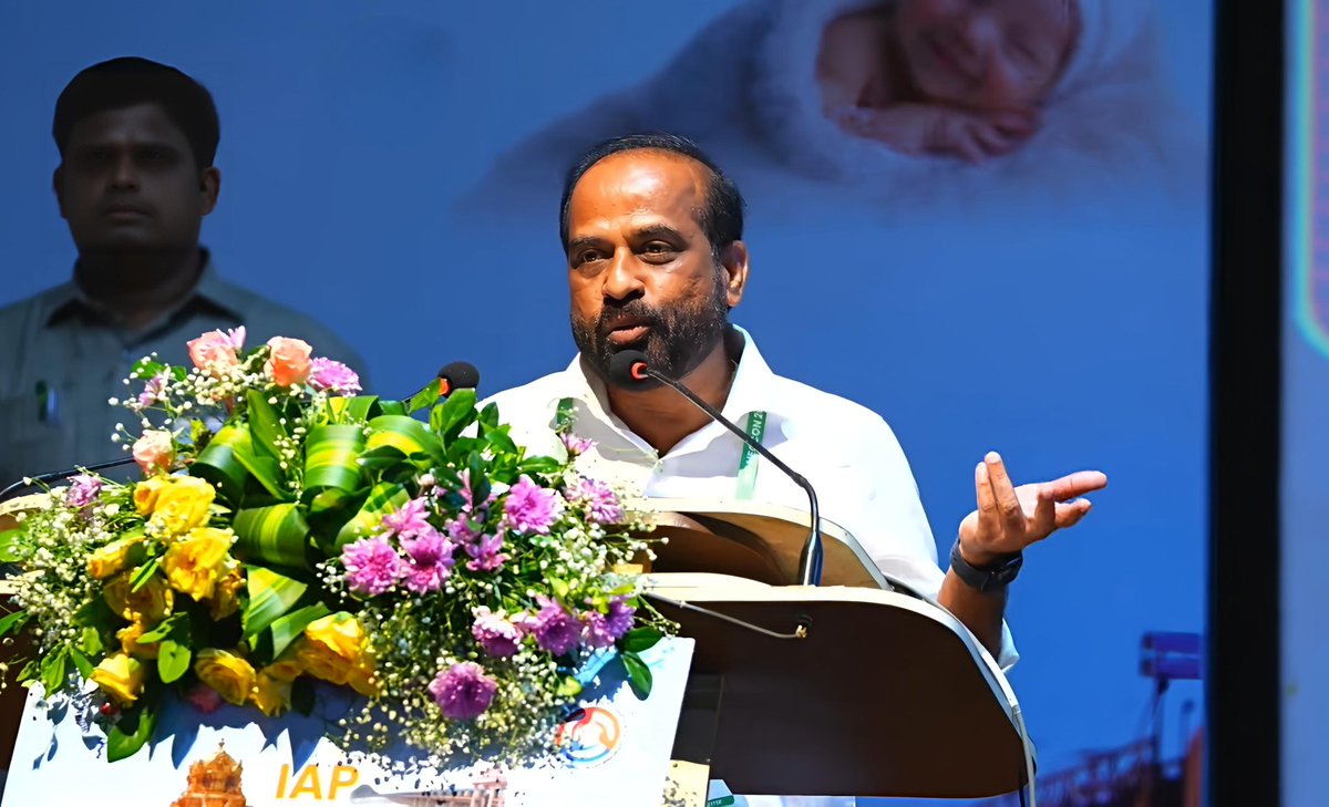 satyakumar_y's tweet photo. విజయవాడ కేఎల్ యూనివర్సిటీలో “నేషనల్ కాన్ఫరెన్స్ ఆఫ్ నియోనాటాలజీ” సదస్సులో పాల్గొన్నాను.

గౌరవ ప్రధానమంత్రి శ్రీ నరేంద్ర మోదీ గారు ప్రారంభించిన 'ఇండియా న్యూబోర్న్ యాక్షన్ ప్లాన్' (INAP) ద్వారా దేశవ్యాప్తంగా నియోనాటల్ మోర్టాలిటీ రేటు (NMR)లో గణనీయమైన మార్పు వచ్చింది. దేశంలో గతంలో 56 శాతంగా ఉన్న ఈ రేటును వైద్యుల నిరంతర కృషి వల్ల నేడు 18-19 శాతానికి తగ్గించగలిగాము.

రాష్ట్రంలో రెండేళ్ల క్రితం 46.8 గా ఉన్న చైల్డ్ మోర్టాలిటీ రేటు (IMR)ను 36 కి తగ్గించడమైనది. తల్లుల మరణాల రేటు (MMR) 46 నుండి 20 కి తగ్గింది. ఇక నియోనాటల్ మోర్టాలిటీ రేటు (NMR) రెండేళ్ల క్రితం 19 గా ఉంటే ప్రస్తుతం 15-16 శాతానికి తగ్గించగలిగాము. ఇక NMRను 2030 నాటికి 5 శాతానికి.. IMRను 2040 నాటికి సింగిల్ డిజిట్ కు తీసుకురావడమే లక్ష్యంగా పనిచేస్తున్నాం.

కేంద్ర, రాష్ట్ర ప్రభుత్వాల డబుల్ ఇంజన్ సర్కార్ భాగస్వామ్యంతో, అత్యాధునిక సాంకేతికతను జోడించి రాష్ట్రాన్ని ఆరోగ్యకరమైన, ఆనందకరమైన ‘స్వర్ణాంధ్రప్రదేశ్’గా మార్చడమే మా కూటమి ప్రభుత్వ ధ్యేయం.

#NationalNeonatologyConference #ViksitBharat #AndhraPradesh #Vijayawada #HealthcareRevolution #SwarnaAndhraPradesh