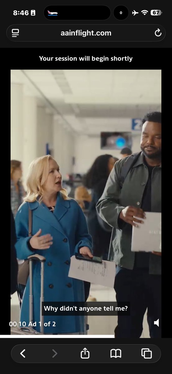 carolmswain's tweet photo. Have you watched this @AT&amp;T ad on @AmericanAir? In today’s context, I don’t think it sends the message that was intended. What say you? We are forced to watch it to connect to free wifi.  #politicalcorrectness https://t.co/YS4kldeSSG