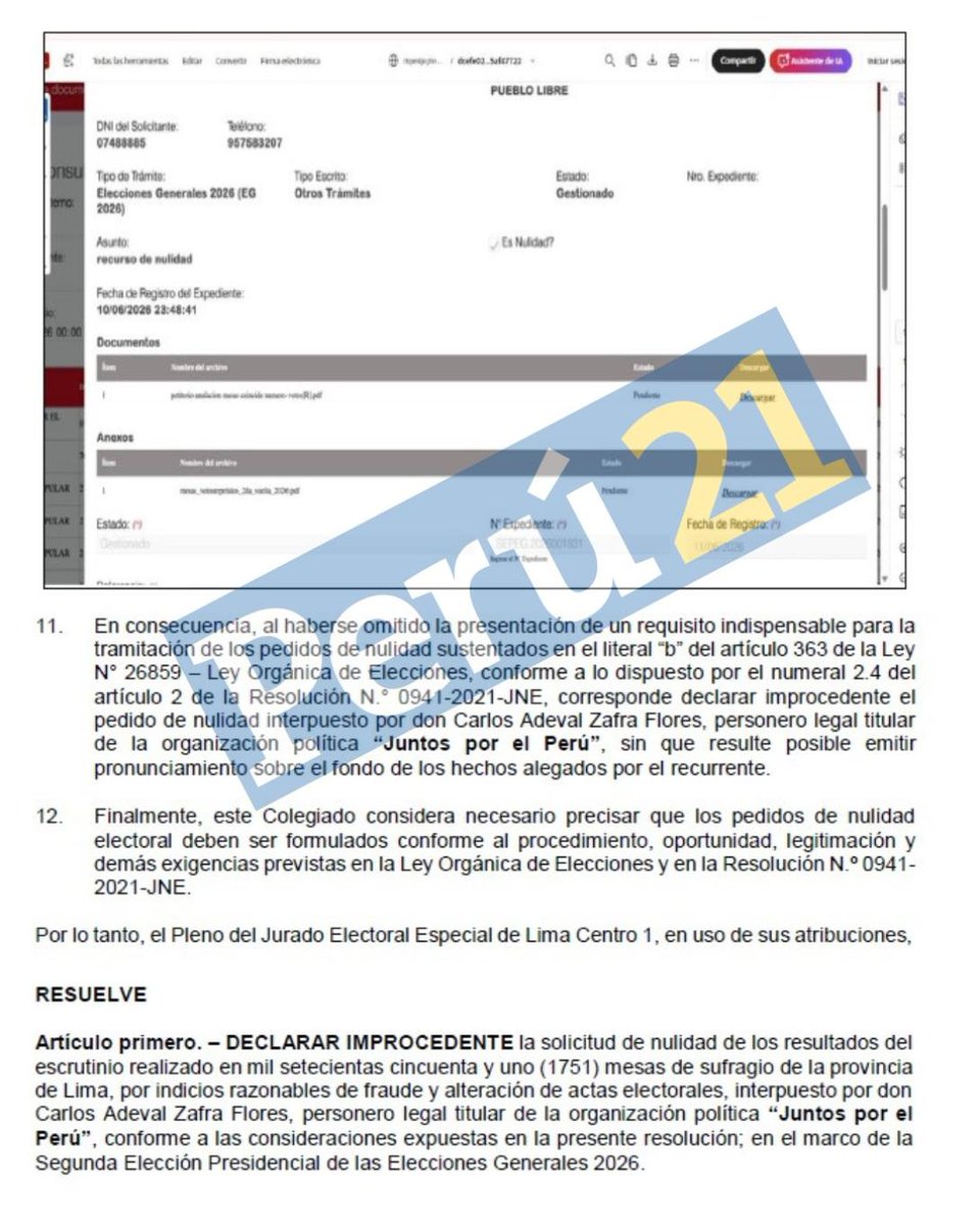 warriorperuvian's tweet photo. El Jurado Especial Electoral (JEE) rechaza el pedido de Roberto Sánchez, de anular actas de los peruanos en el extranjero (PEX), por no cumplir en pagar la taza de cuota.
En el 2025, Sánchez votó en contra de la ley para recontar votos de las elecciones electorales. https://t.co/fY3FYbz1Ua