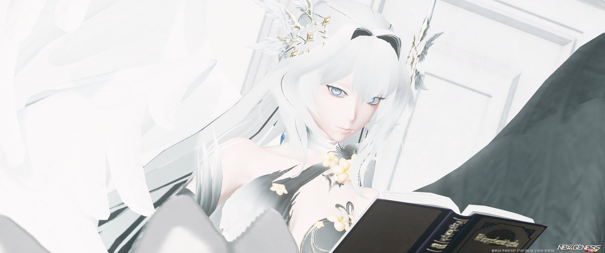 Crowspso2's tweet photo. ひたきさんの作品！

イメージカラーは白です

普段の衣装だとお披露目感無いので初だし衣装

羽が黒白なのがお気に入りです https://t.co/A189OTMazp