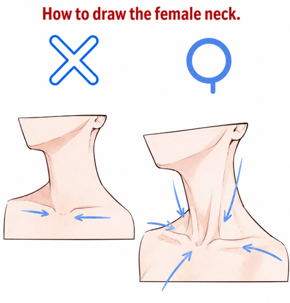 ChromaFlowx's tweet photo. how to draw the female neck https://t.co/oIzPCwD6RN