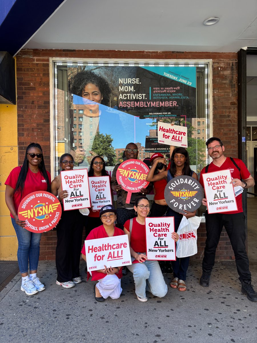nynurses's tweet photo. NYSNA nurses are getting out the vote for our labor and healthcare champions! We are proud to work together with our labor siblings to support candidates that will fight for us, our patients and our communities, like @KarinesReyes87 and @RepEspaillat! #GOTV #NursesVote https://t.co/M79vZ6bCIk